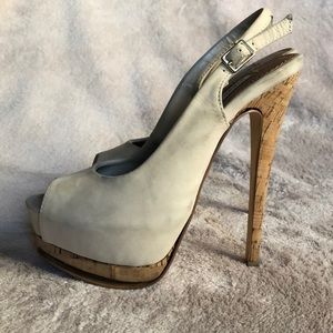 Steve Madden Nude leather / cork stiletto